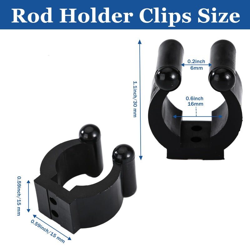 Mayitr 20 Pcs Fishing Pole Rod Holder Clips Rubber Black - Image 2